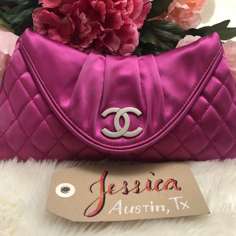 Chanel Half Moon Clutch in Fuschia